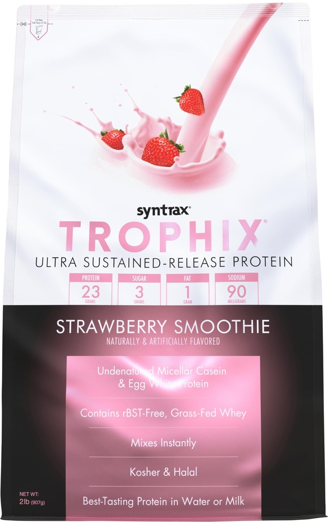 Syntrax Nutrition Trophix, Ultra Sustainable Release Protein Powder Blend, Truskawka Smoothie, 2 kg.