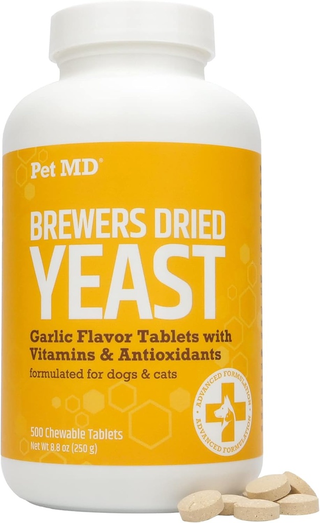 Zwierzęta domowe MD Czosnek & Browar Drożdże dla psów i kotów - Czosnek i Yeast Plus Przeciwutleniacze - Brewer 's Yeast Tablets dla psów i kotów - Witamina B 1 i Witamina C - 500 ct