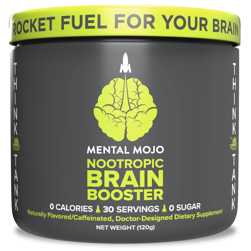 Nootropic Brain Booster (30 Servings) Nootropic Drink Mix & Brain Supplement - Wsparcie energii, Focus & Memory - Zero Kalorii, Cukier wolny - Kiwi Truskawka