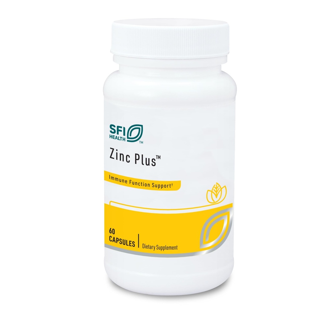 Klaire Labs SFI Health Cynk Plus suplement wsparcia immunologicznego - Cytrynian cynku z miedzi, Witamina B6 i Witamina C - Hipoalergiczne (60 kapsułek)
