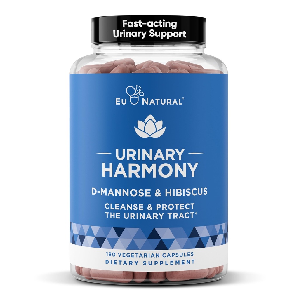 Suplement Harmony moczowej D- Mannose - Zdrowie Traktu moczowego dla kobiet - Oczyszcza i spłukuje układ moczowy - Potężna formuła siły klinicznej z DMannose i Hibiscus - 180 szybko działających kapsułek