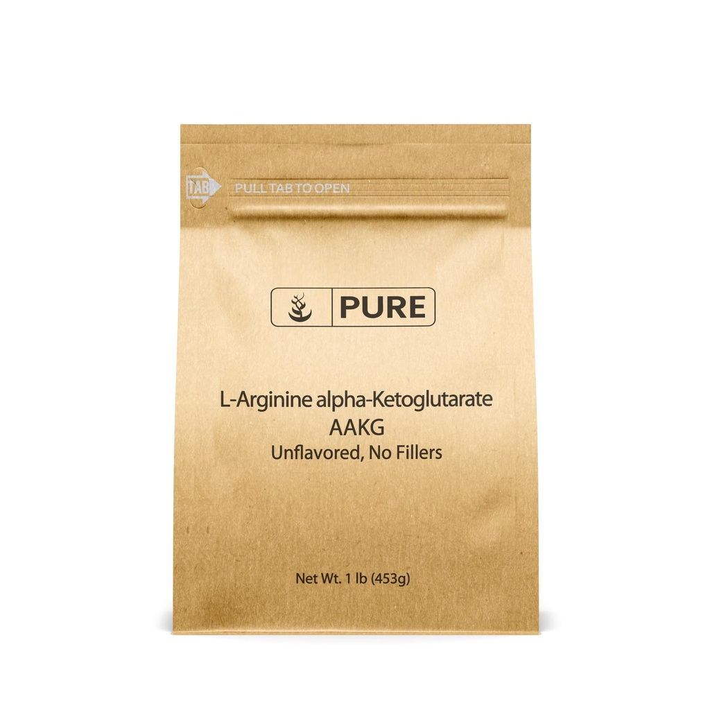 PURE ORYGINALNE WŁÓKIENNICZE L- arginina a - ketoglutaran (AAKG) Proszek, 1 lb, Unflavored, Non-GMO, Resealable & Eco-friendly Packaging
