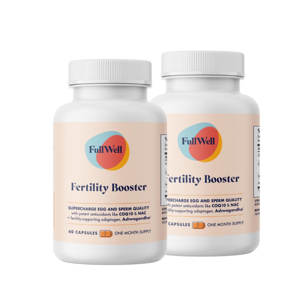 FullWell Fertility Booster dla mężczyzn i kobiet 124; Wsparcie Conception dla zdrowej jakości jaj, Sperm Motility i siły 124; Dietitian- Spreparowane dla mężczyzn i kobiet 124; Ashwagandha, CoQ10 & NAC, 3. strona Tested, 60 Sługi