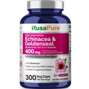 NusaPure Echinacea Goldenseal 200mg, (Extract 10: 1, Ekwiwalent 2000 mg), 200mg, (Extract 4: 1, Ekwinacea 800 mg) - 2800mg 300 Veggie Caps (Vegetarian, Non-GMO, Vegan)