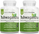 Herbal Nutrition Organic Ashwagandha 1300mg Max Siła, Dwa Butelki Pack, 120 Kapsułki Plus czarny pieprz dla dostępności biologicznej