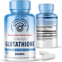 S- Acetyl L- Glutatione 300mg - 60 Kapsułki odporne na działanie kwasu octowego, Wysoka Biodostępność S Acetylo Glutatione Suplementy dla Zdrowia wątroby i skóry, Suplement Kapsułki wsparcia przeciwutleniacza