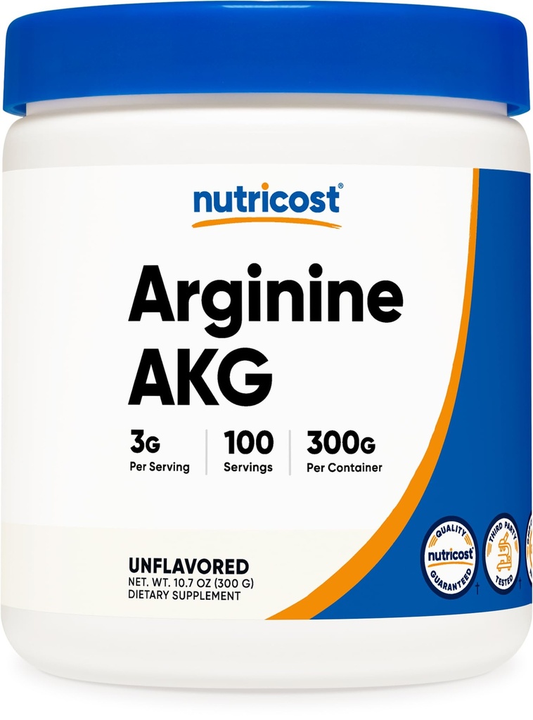 Nutricost Arginine AKG Proszek 300 Grams (AAKG) - 3G Per Serving & 100 Servings - Pure Arginine Alpha Ketoglutaran