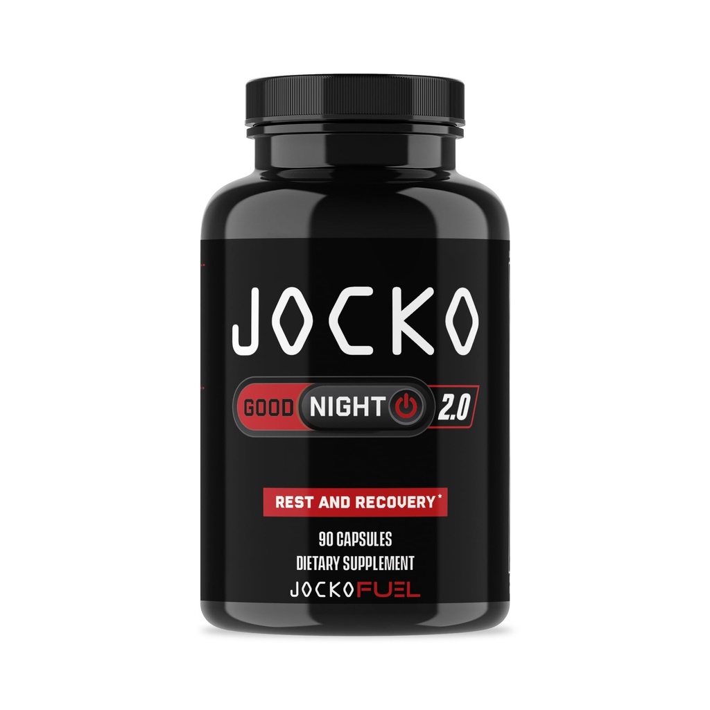 Jocko Paliwo Good Night Natural Sleep Assistance for Adult - Sleeping Pills for Rest & Recovery, Non-Habit Forming with Tart Cherry Extract, L- Theanine, Lavender, & Lemon Balm (90 kapsułki) Packaging May Vary