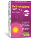 Czynniki naturalne, Witamina B12 Metylokobalamina 1000 µg, Wsparcie do żucia dla energii i zdrowia immunologicznego, Wegetarianin, Gluten Free, 90 tabletek (90 porcji)