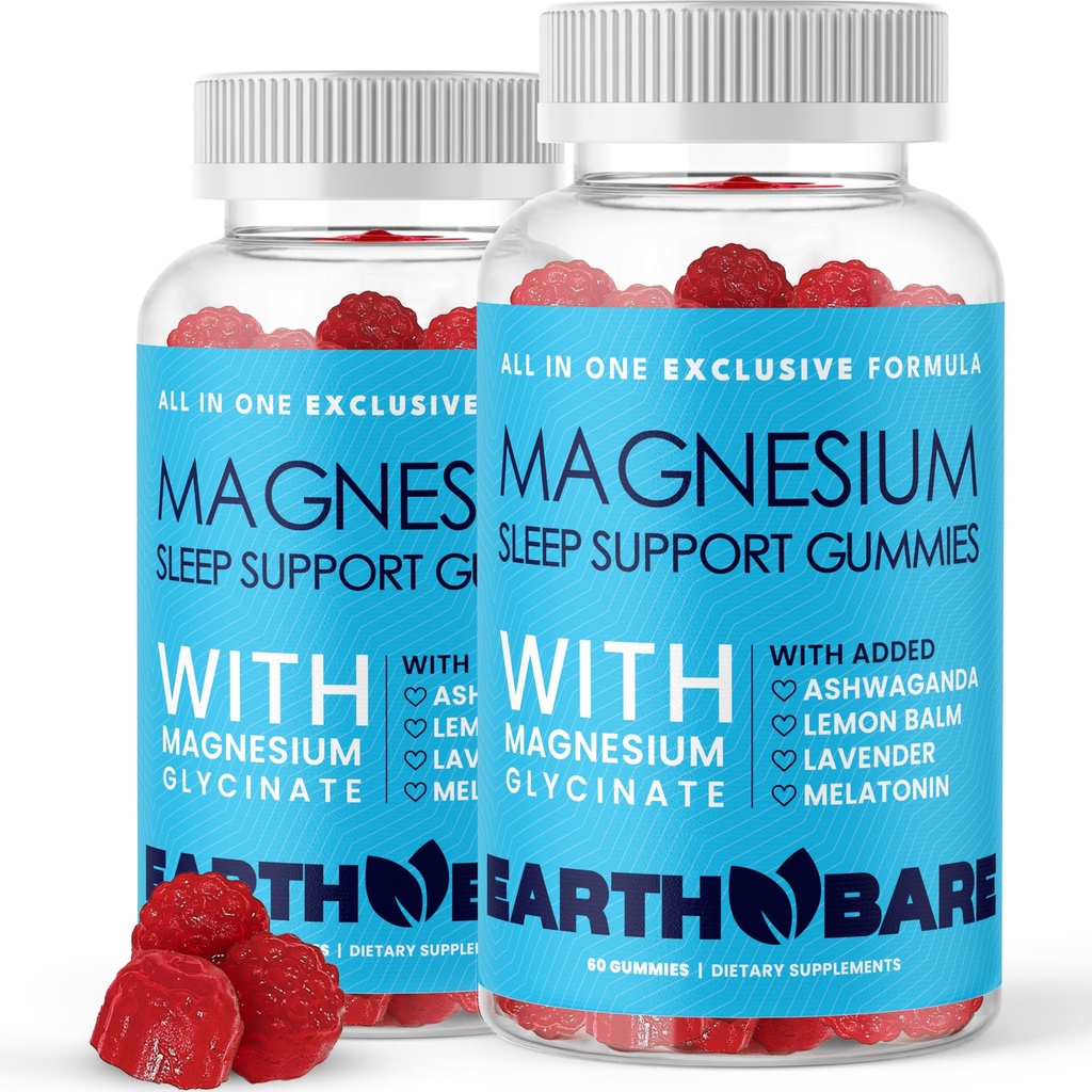 Gumie senne z Magnezu Glycinate, Melatonin, Ashwagandha i Lavender - Extra Siła Support Sen Gummies, Magnezu i Suplement Melatoniny, 120 Hrabia, 2 Dostawa Miesiąc