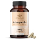 HERBAMAMA Ashwagandha kapsułki - 1500mg Pure Ashwagandha Root Focus Supplement - Vegan, Non-GMO Mood & Calm Supplement for Adult, 100 Caps