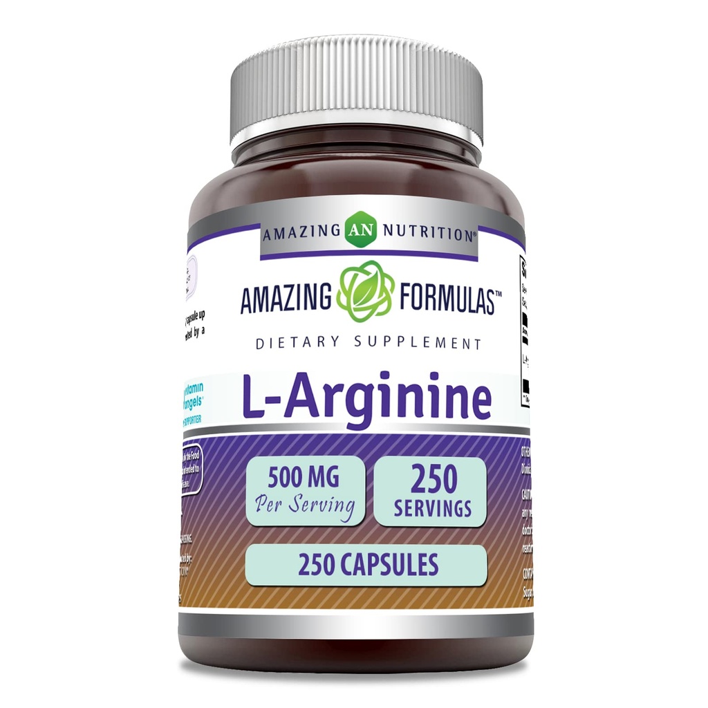 Amazing Supplement L- Arginine Equipment 124; 500 Mg Equipment 124; 250 Kapsułek Equipment 124; Amino Acid Supplement for Men & Women Equipment 124; Non-GMO Equipment 124; Gluten Free Equipment 124; Made in USA