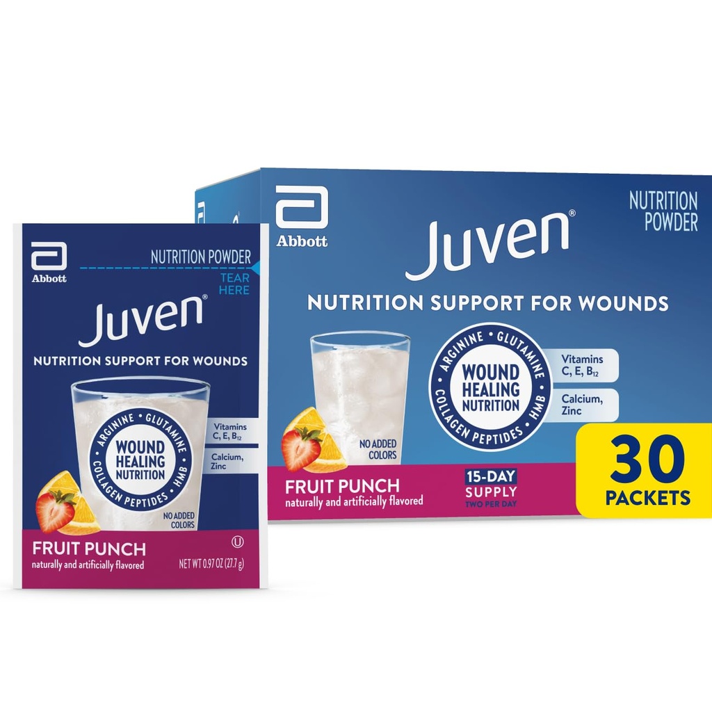 Juven Teratio Nutrition Drink Proszek Włączając peptydy kolagenowe, aminokwasy i HMB do wspomagania gojenia rany, Funt Punch, 30 Pakiety