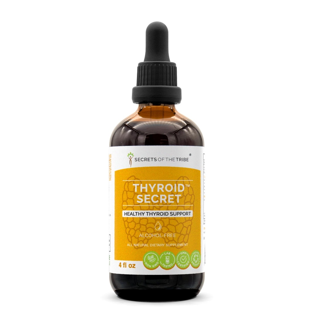 Tajemnice plemienia - Tyroid Secret, Healthy Thyroid Support, Herbal Supplement Mieszanka Drops Alkoholowy wolny ekstrakt płynny (4 fl oz)