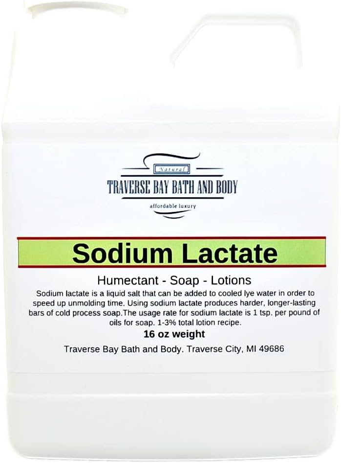 Traverse Bay Bath and Body Mleczan sodu, 16 oz, Zamknięty pojemnik bezpieczeństwa. 60% stężenie USP Natural Conservative produkowane w USA