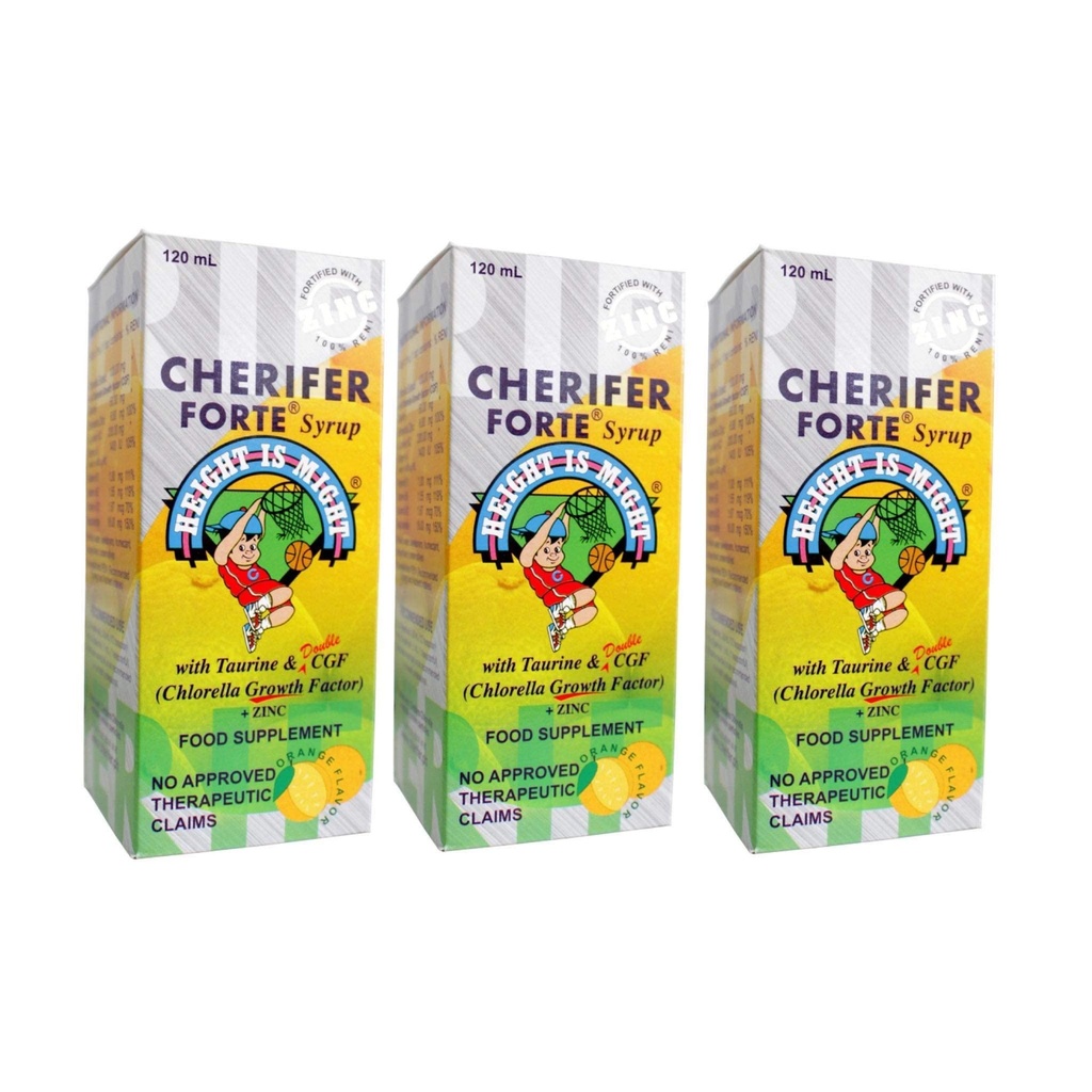 3 CHERIFER Syrop fortowy w / Tauryna i podwójny Chlorella Czynnik wzrostu + Cynk 120ml