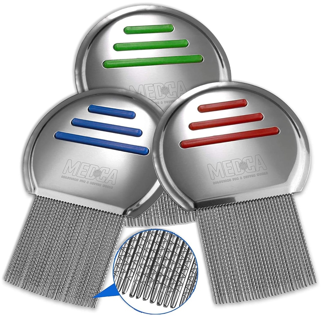 Lice Comb - (Pack of 3) Leczenie wszy, która jest indywidualnie pakowane profesjonalne Stainless Stainless Louse i Nit Combs Usuwa jaja z okrągłych wskazówek dla Comfort