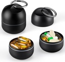 Zannaki Małe przenośne pojedyncze pióro Pudełko Keychain - Metal Codzienne podróży pill organizator przypadku, wodoodporny pill Holder Butelka, Cute Medicine suplement witaminy pojemnik na kieszeń lub torebki, czarny
