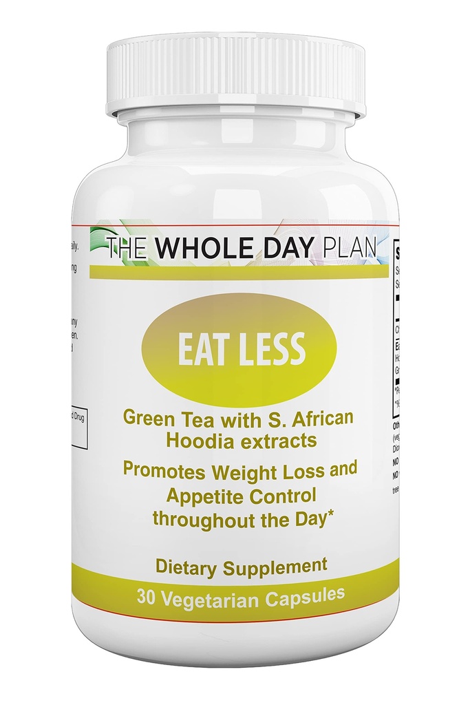Whole Day Plan EAT LESS - pigułki odchudzania dla kobiet i mężczyzn, które działa szybko - Apetite Supressant Tłuszcz Palenie Suplementy, 30 kapsułek, Made in USA