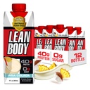 Lean Body Ready- to- Drink Pina Colada Protein Shake, 40g Protein, Serwatka Mieszanka, 0 Cukier, Gluten Free, 22 Witaminy i Minerały, 17 Fl Oz (Opakowanie 12)