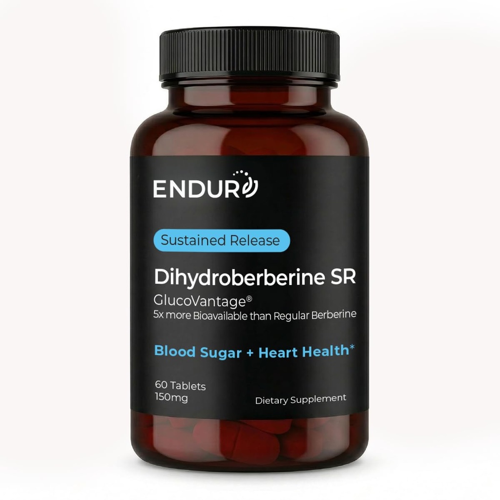 Endur Dihydroberberine SR, Wspiera zdrowie i metabolizm cukru we krwi, Wielki dla wsparcia zarządzania wagą, Bez glutenu, 150mg (60 tabletek)