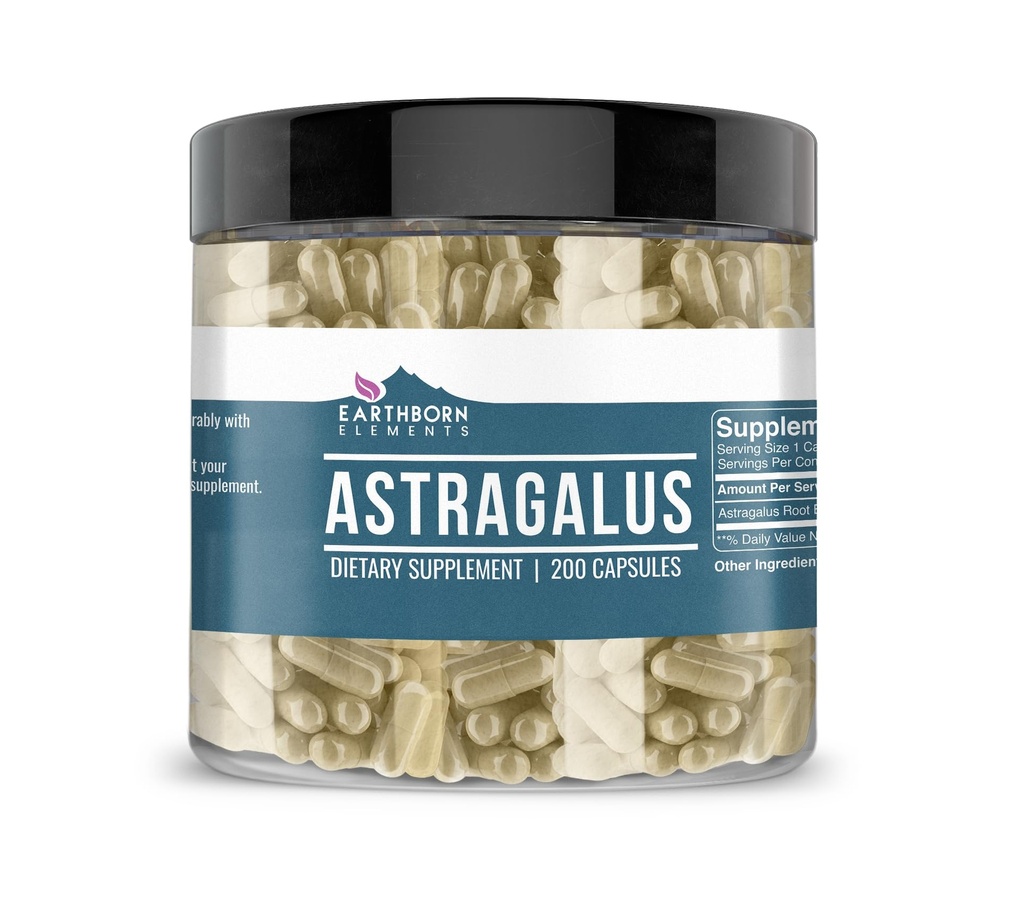 Earthborn Elements Astragalus Extract 200 Kapsułki, Czyste i nierozcieńczone, Brak dodatków
