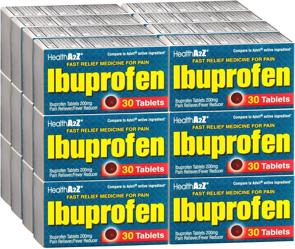 HealthA2Z ® Ibuprofen Caplets 200mg Nex124; Reliever Pain & Fever Reducer Next 124; 24 opakowania po 30 tabletek (720 tabletek ogółem) 124; Value Pack Nex124; NLPZ