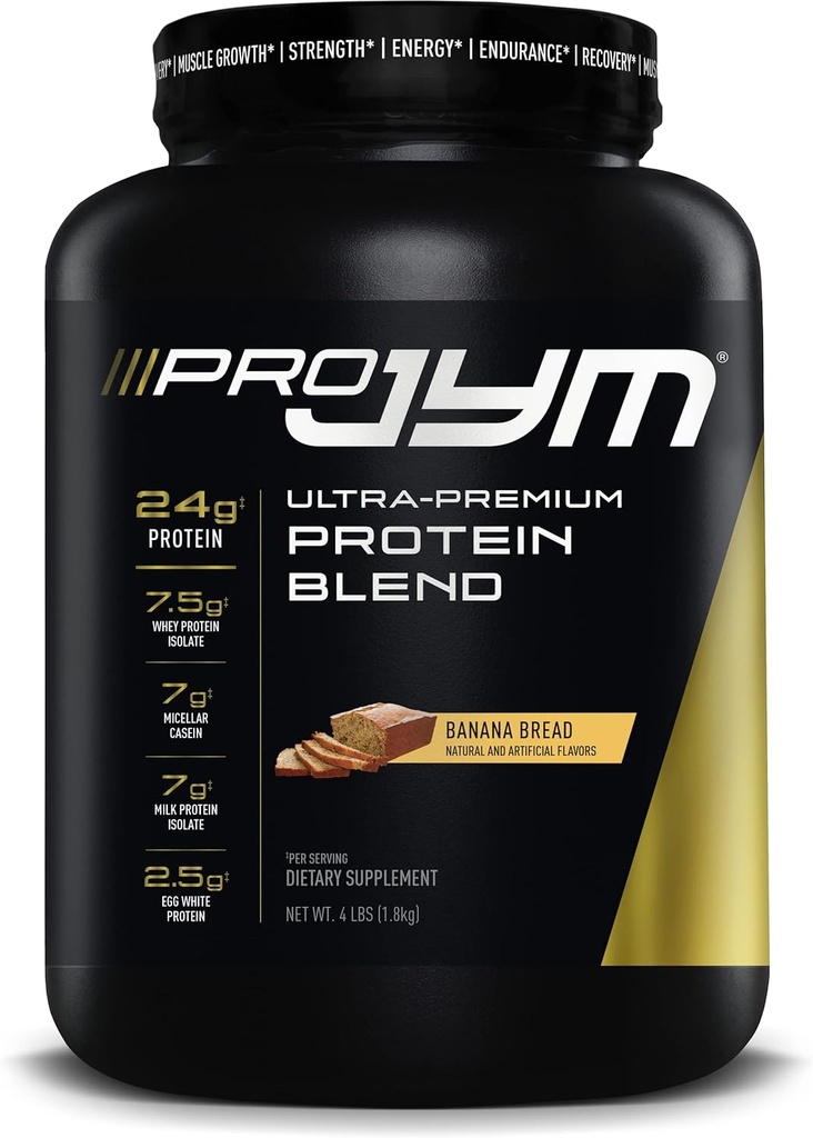 JYM Supplement Science Pro JYM 4lbs Banana Bread Protein Powder Bread 124; Serwatka, Mleko, Izolaty białka jaj, & Kazeina 124; Wzrost mięśni, Odzysk, dla mężczyzn i kobiet