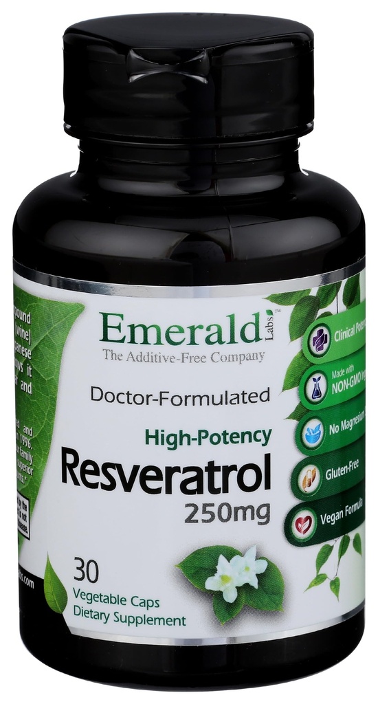 Emerald Labs Resveratrol - Suplement dietetyczny z Resveratrol do Cellular and Cardiovical Support - 30 Kapsułki roślinne