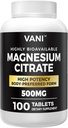 Magnezu Citrate 500MG 100 Tablet- Vegan Safe, Wysoka absorpcja