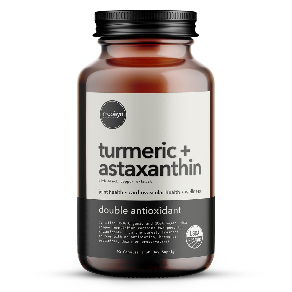 Organiczna astaksantyna 12 mg Plus Turmeric 1500mg, ekstrakt z czarnej papryki, Wysoka absorpcja, Oko, Serce, Skóra, Joint, Wegan, Bez glutenu, Non-GMO, Podwójny przeciwutleniacz, Kurkumina Kurkumina suplement, 30- Dni