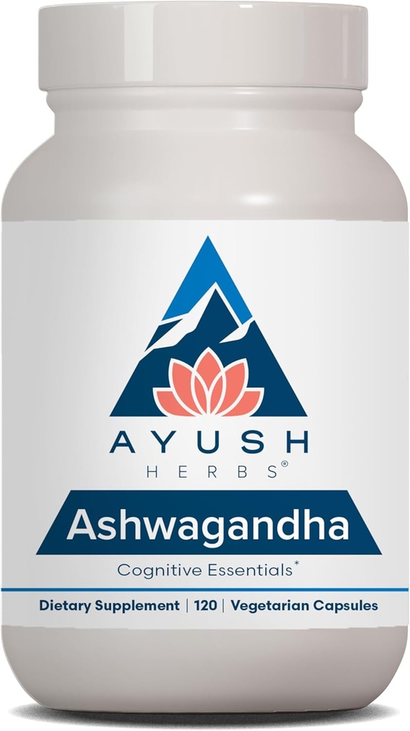Ayush Herbs Ashwagandha Kapsułki - Ashwagandha dla mężczyzn i kobiet, suplementy Ashwagandha, Pure Ashwagandha Root Powder for Stress, 500mg na pigułkę - 120 Kapulety wegetariańskie (1 Hrabia)