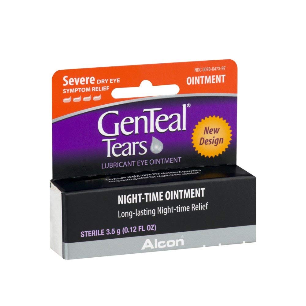 Genteal Pm Dry Eye Relief Ciężki czas nocy Maść .12 fl oz (4 opakowania)