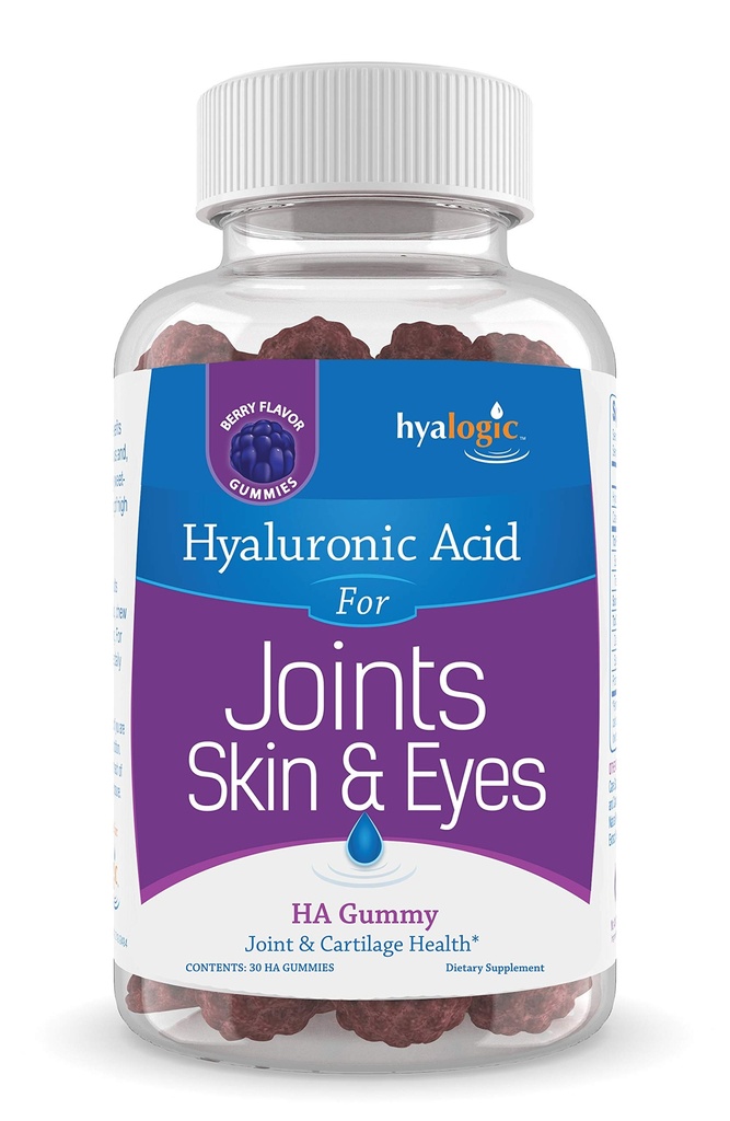 Hyalogic Hyaluronic Acid Gummies Mieszane Berry Flavor HA Gummies - Gluten- Free Gummy Vitamin dla dorosłych - suplement HA dla łączników, skóry i oczu (30 Count)