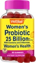 25 Miliard Probiotyki dla kobiet Gummies z żurawiną i D- Mannos - 12 Szczeliny - Zdrowie pochwy, Wsparcie pokarmowe, Gut Health i Zdrowie kobiece - 60 Gummies