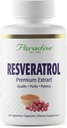 Paradise Herbs Resveratrol, Przeciwutleniacz, Super Potent, Ultra Pure, Wegan, Nie GMO, Gluten Free, 60 Kapsułki wegetariańskie