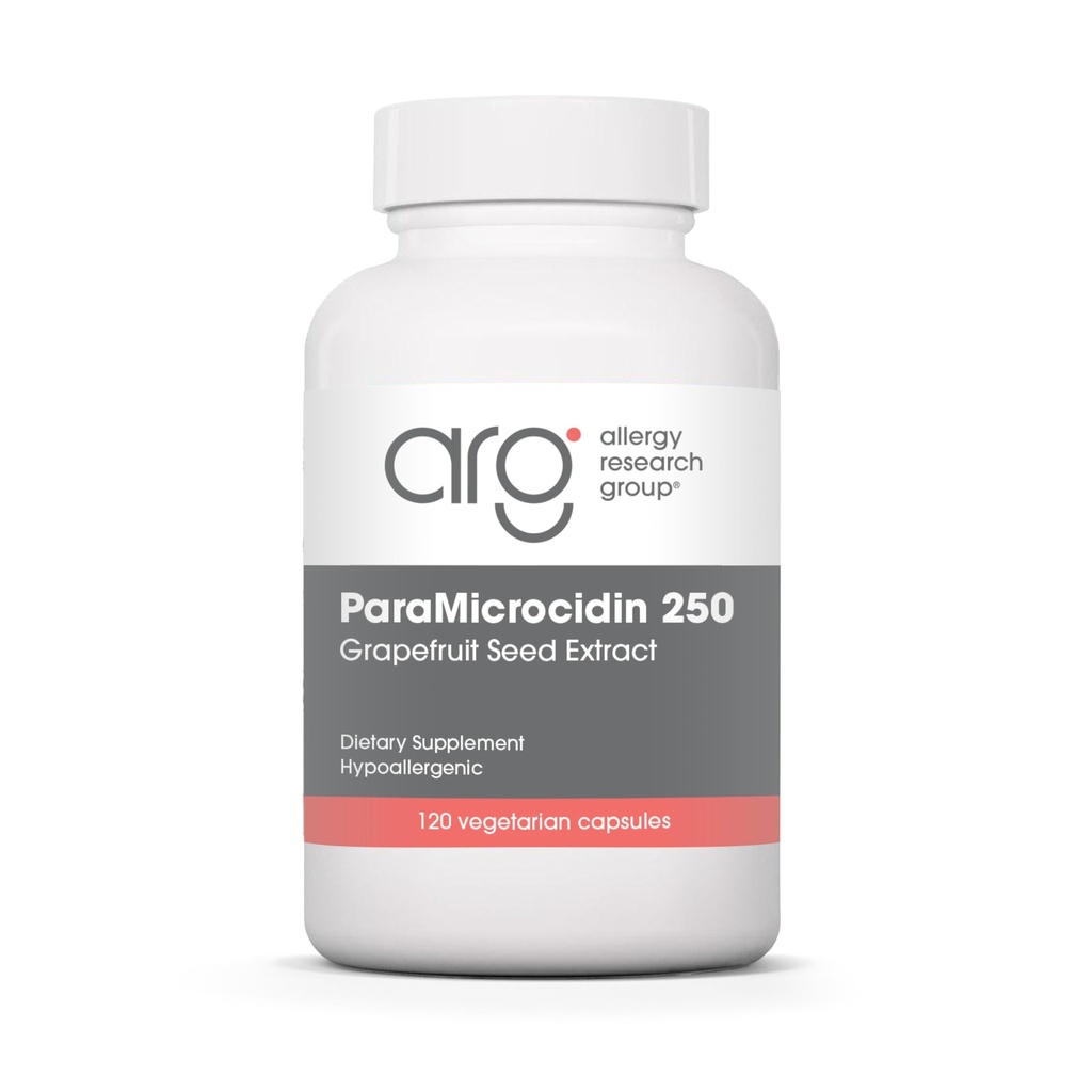 Allergy Research Group ParaMicrocidin 250 Suplement - Grejpfrut Seed Extract 500mg, Wspiera funkcję metaboliczną, Nieskażony, Kapsułki wegetariańskie - 120 Count
