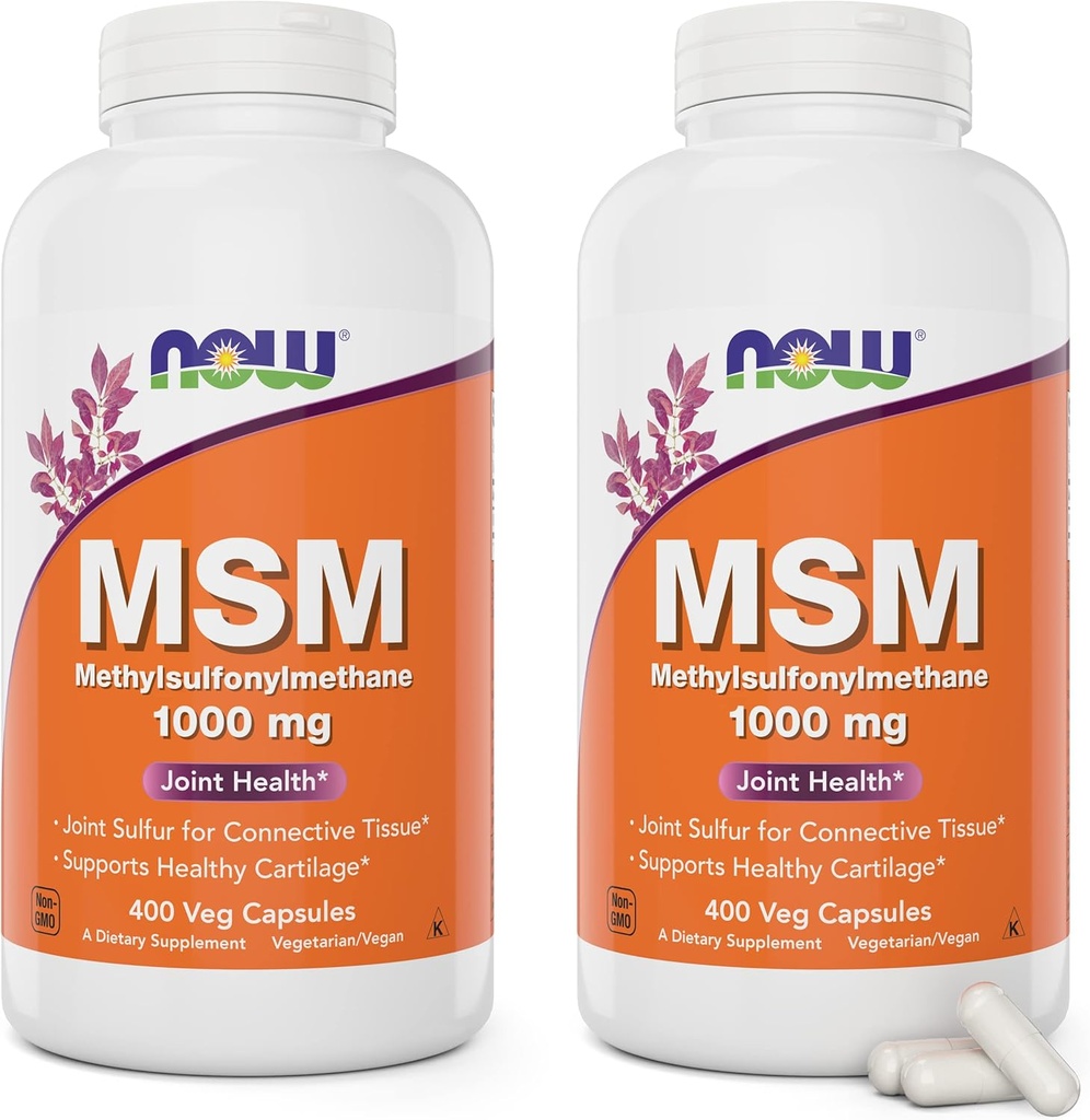 Teraz MSM 1000mg, 400 Kapsułki Veg (Opakowanie 2) Metyl- Sulfonylo- Metan, Made in USA, Suplement siarki, Nie-GMO, Wegański / Wegetariański Przyjazny