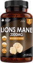 Nowe produkty liść Lions Mane Mushroom Extract Supplement 2000mg - 180 wysokiej mocy Wegańskie tabletki z papryką czarną - (Nie proszek lub kapsułki) Made in The UK