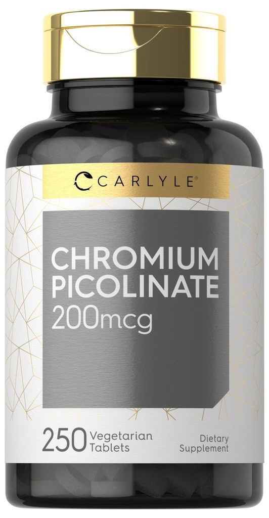 Carlyle Chrom Picolinate 200mcg < 124; 250 Tabletki wegetariańskie < 124; Wysoka absorpcja < 124; Non- GMO, Gluten