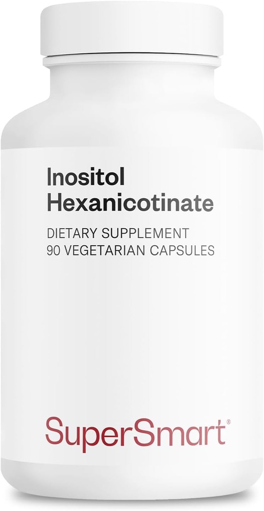 Supersmart - Inositol Heksanikotynian 1500mg na dobę (Niacyna o wysokiej mocy Flush Free) - Ulepszona witamina B3 Suplement Agregat 124; Non- GMO & Gluten Free - 90 Kapsułki wegetariańskie