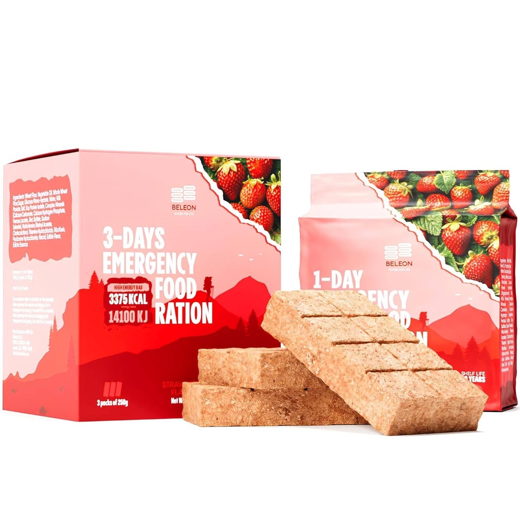 Emergency Food Supply 3- dni 72 godzin Truskawki Biscuit Bary MRE Posiłki Wojskowe 2024 Survival Kit - 20 Lat Życie półka Kemping Kurnik Dostawy