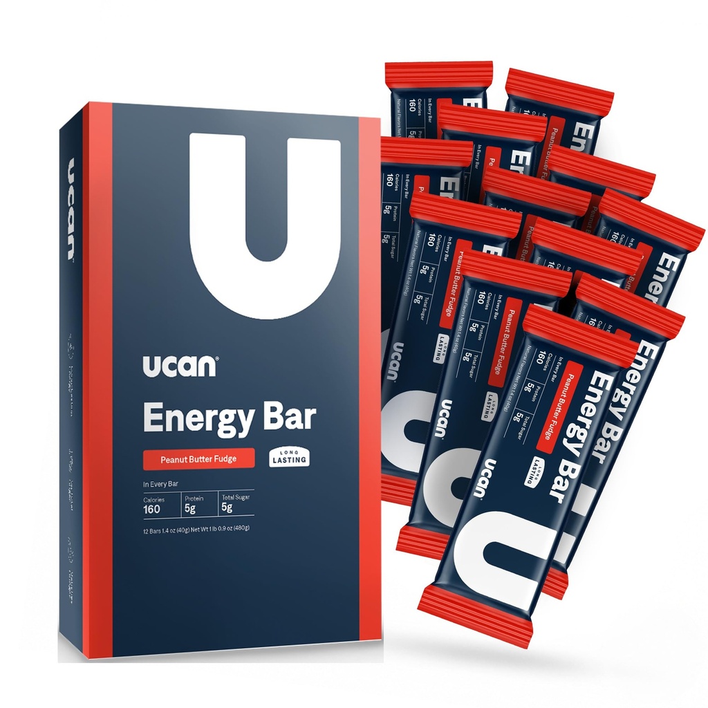 UCAN energy Snack Bars, Masło orzechowe Fudge, Wszystkie naturalne, niski cukier, Nie-GMO, Gluten- Free, Keto- Friendly (12 Pack, 1.4 Ounces)
