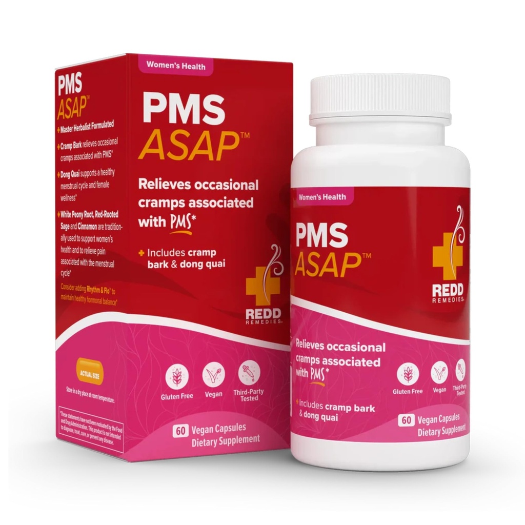 Redd Remedies, PMS ASAP, obejmuje Cramp Bark & Dong Quai, 60 Kapsułki wegańskie