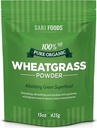 Sari Foods Organic Wheatgrass Powder - Sok z trawy pszennej proszek z chlorofilem, przeciwutleniacze i witaminy (15 uncji)