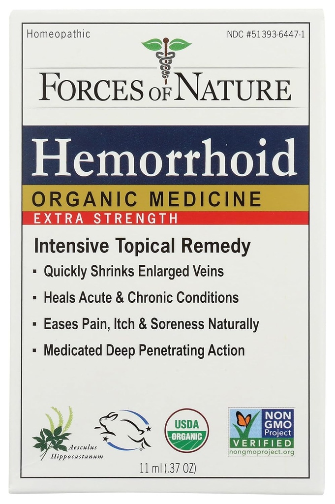 Forces of NATURE Organic Hemorhoid Control Dodatkowa siła, 0.37 OZ