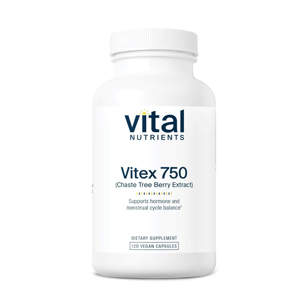 Vital Nutrigents Vitex 750 < 124; 750mg Chaste Tree Berry Extract ≤ 124; Support for Hormon, płodność i równowagi cyklu menstruacyjnego * < 124; Gluten, Dairy, Soy Free < 124; Non- GMO < 124; 120 kapsułki