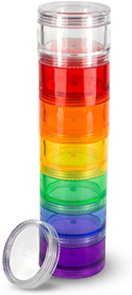 7 Day Medicine Pill Organizer - Stackable Pill Box - Pasuje do małych tabletek i suplementów witaminy, Keep your Daily Medicine Organised in One Place - Medium - Rainbow