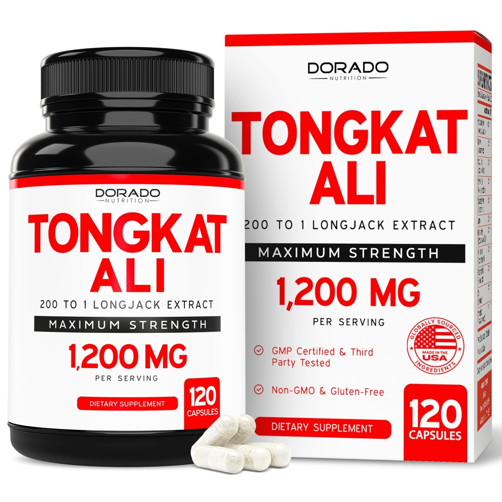 Tongkat Ali For Men 1200mg (200 do 1 Extract) - 120 Capsules - Longjack Supplement - Premium Tonkat- Ali Supplement - Support Strength, Drive, Athletic Performance & Muscle Mass - Gluten Free & Non-GMO