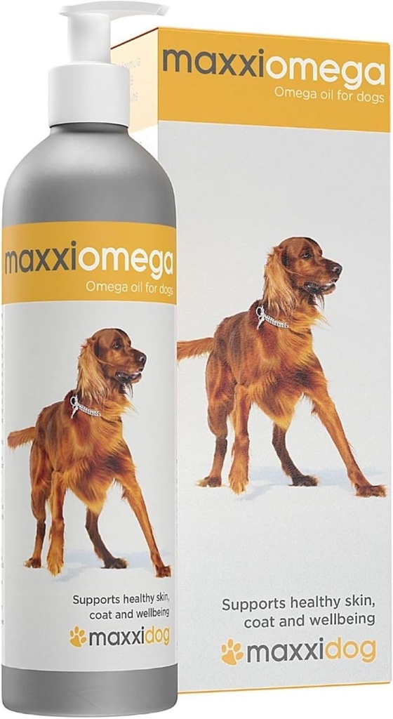 maxxipaws maxxiomega Omega 3, 6 & 9 Suplement oleju - Wsparcie skóry i płaszcza dla psów, 10oz